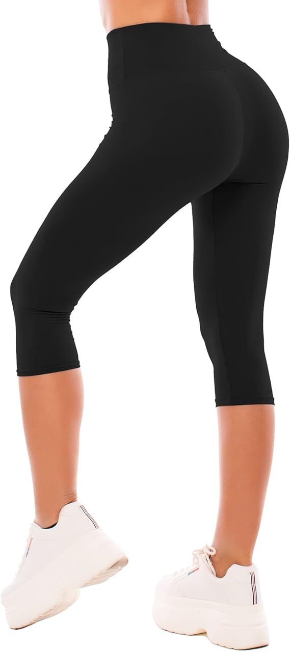 High Waisted Leggings for Women - Full Length Capri Buttery Soft Yoga Pants for Workout Athletic