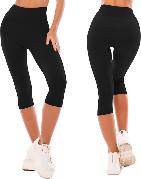 High Waisted Leggings for Women - Full Length Capri Buttery Soft Yoga Pants for Workout Athletic