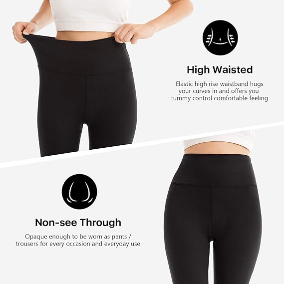 High Waisted Leggings for Women - Full Length Capri Buttery Soft Yoga Pants for Workout Athletic