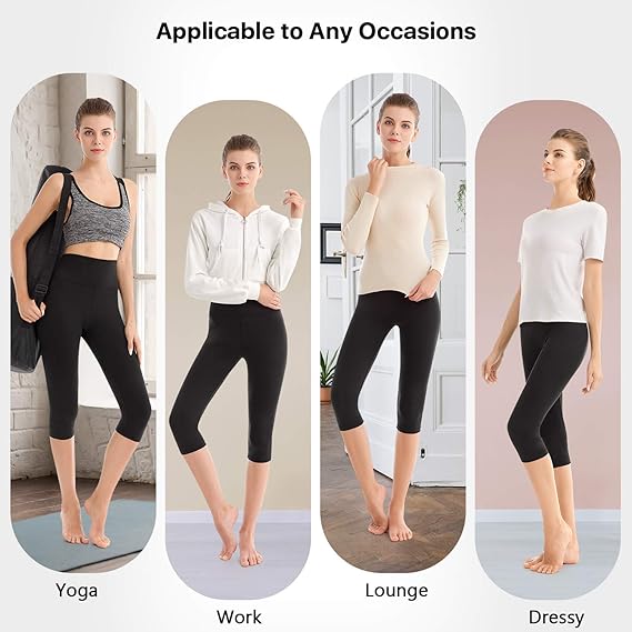 High Waisted Leggings for Women - Full Length Capri Buttery Soft Yoga Pants for Workout Athletic
